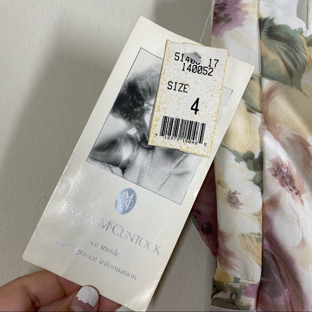 Jessica McClintock Vintage Strapless Floral Midi Chiffon Dress - Picture 8 of 8